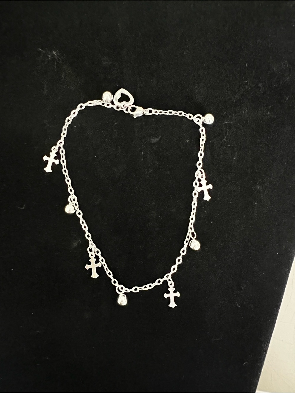Silver Cross Charm Anklet Bracelet